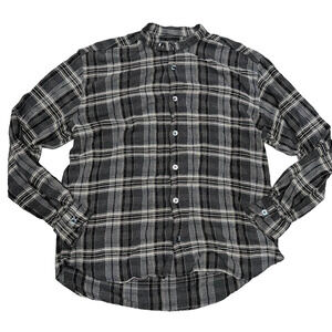 Raffi Long Sleeve Italy soft Check Shirt Black plaid Large A004462